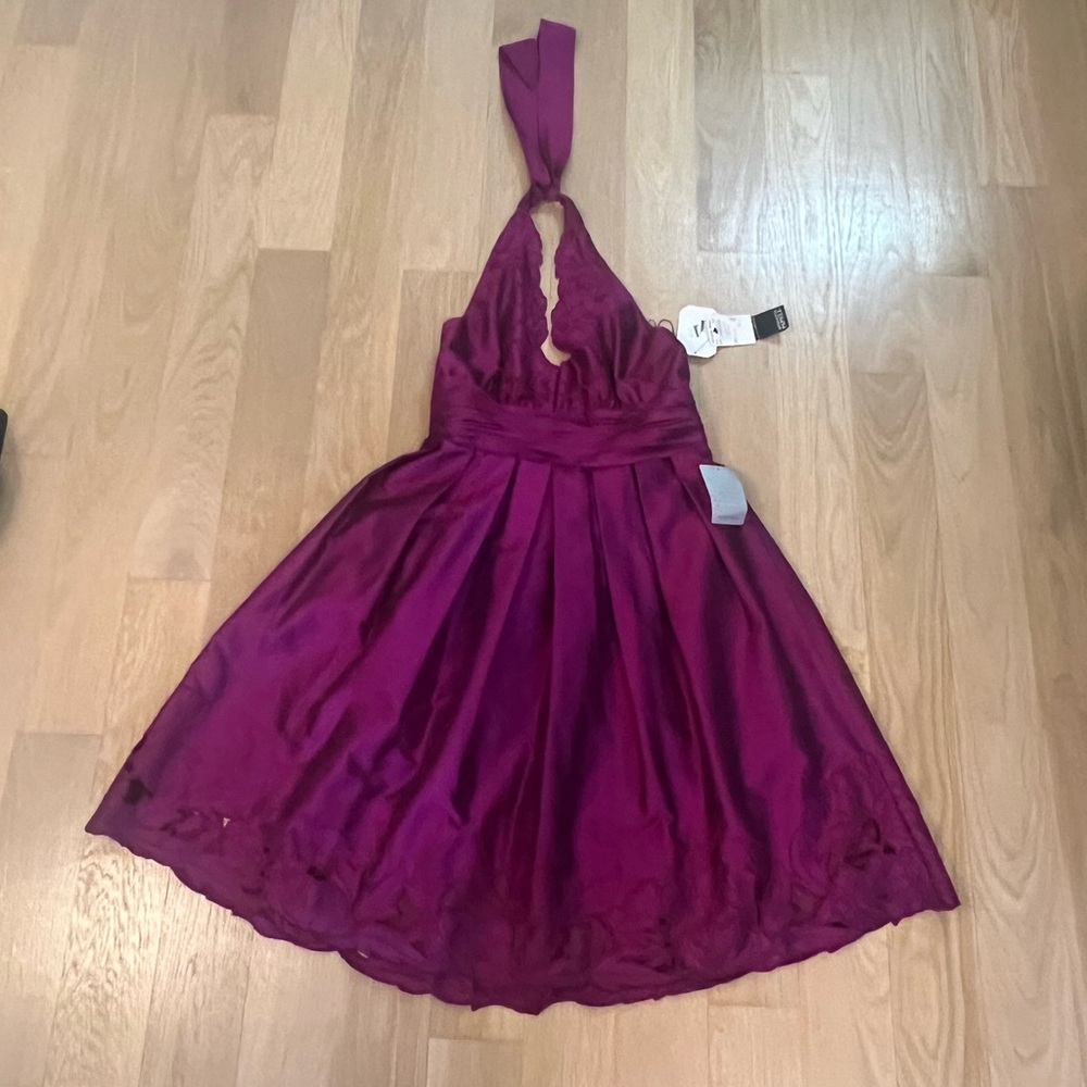 Adrianna Papell Fuchsia Satin Dress